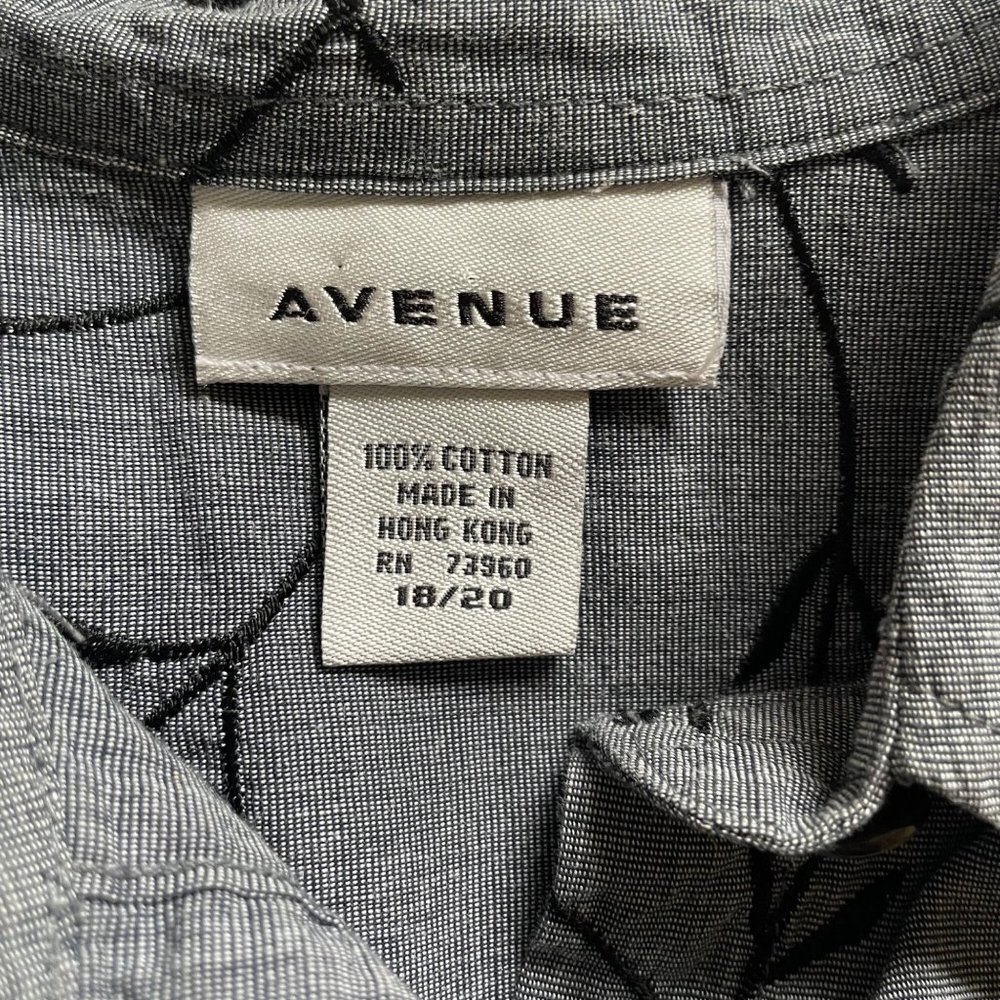 Avenue Womens Button Down Blouse Short Floral Gray Plus Size 18 20 Vintage u - Picture 5 of 5